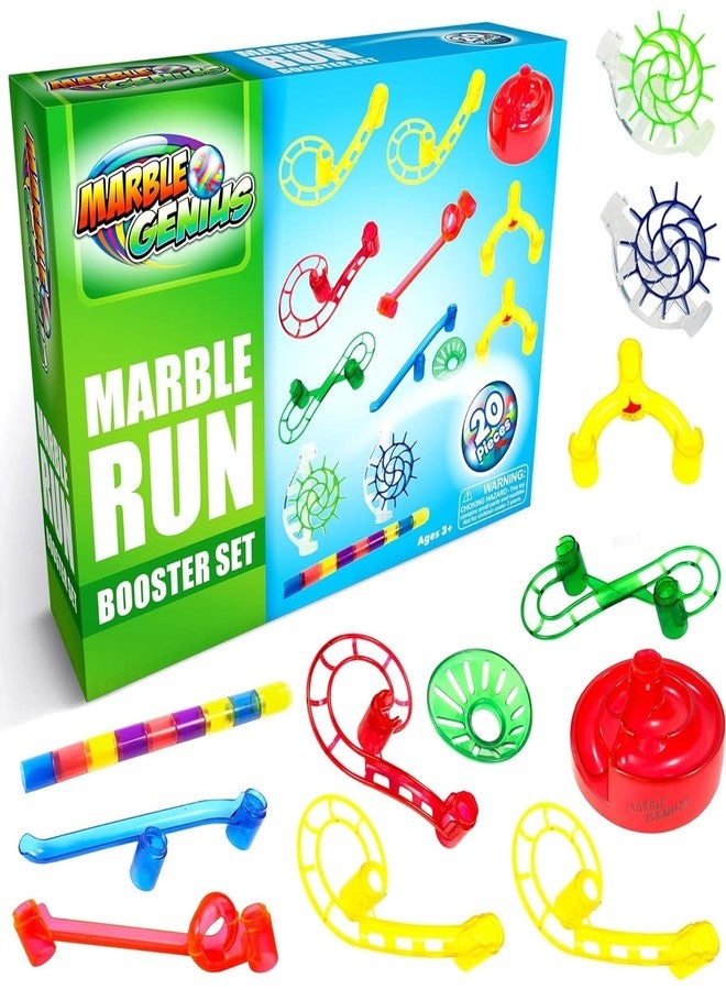 Marble Genius Marble Run Booster Set - 20 Pieces Total (Marbles Not Included), Construction Building Blocks Toys for Ages 3 and Above, with Instruction App Access, Add-On Set, Primary - Image 1